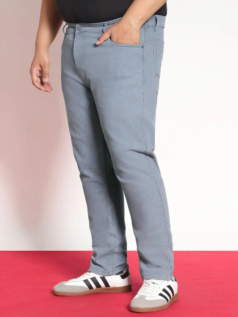 Urbano Fashion Urbano Plus Men's Light Grey Regular Fit Denim Jeans Stretchable