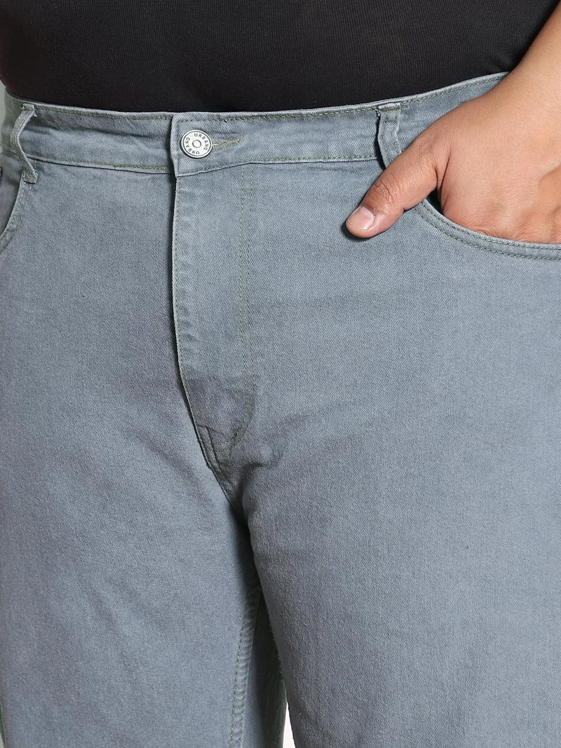 Urbano Fashion  Urbano Plus Men's Light Grey Regular Fit Denim Jeans Stretchable  | Best Price UAE