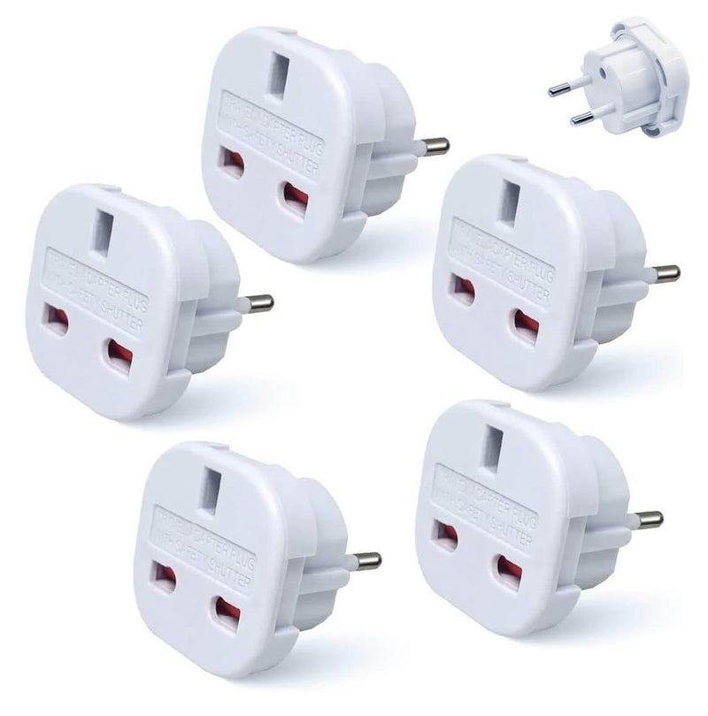 MANGO 5Pack UK to EU Plug Adapter Type G to Type CEF European Travel Adapter for Spain France Germany Italy Greece Portugal Netherlands and More  3 Pin to 2 Pin Converter for Europe Travel