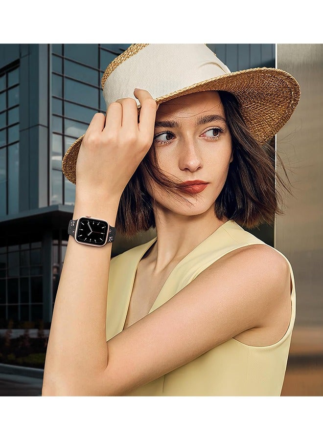 Apple Watch Strap, Floral Engraved Bands Compatible with Apple Watch Band 41mm 40mm 44mm 45mm 42mm 38mm 49mm 46mm for Women,Cute Flower iWatch Bands Soft Silicone Sport Strap for iWatch Series SE 10 9 8 7 6 5 4 3 Ultra - Image 4