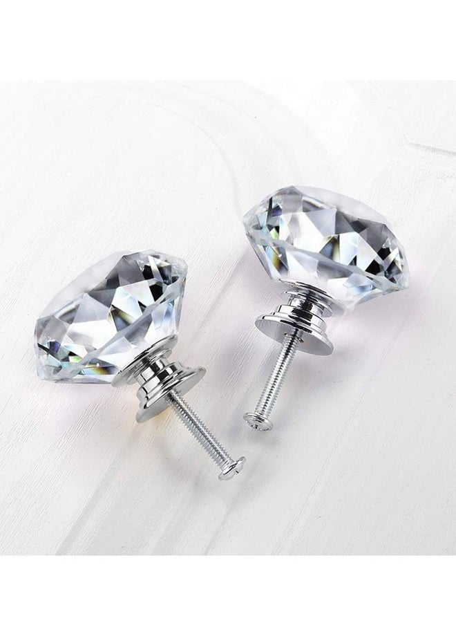 Generic Crystal Dresser Knobs for Cabinets and Drawers，Diamond Glass Pulls Handles 10 Pack Silver(30mm, Clear)  - Image 3