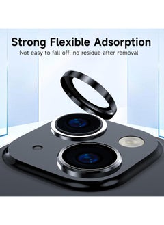Generic Camera Lens Protector for iphone 15/15 Plus Accessories, 9H Tempered Glass Metal Individual Ring Camera Cover Screen Protector, Case Friendly, Anti Scratch (ٍBlack)  - Image 2