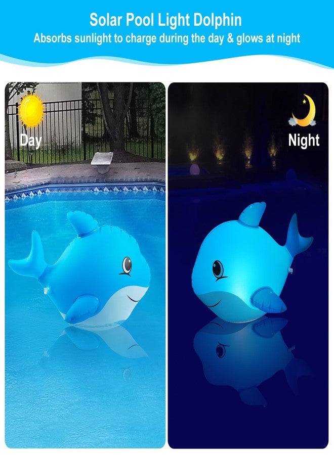 Goallim Solar Floating Pool Lights Dolphin, Glow in The Dark Solar Pool Lights That Float, IP68 Wateproof Inflatable Solar Powered Floating Lights for Pool Pond Wedding Party Decorations - 2PCS - Image 2