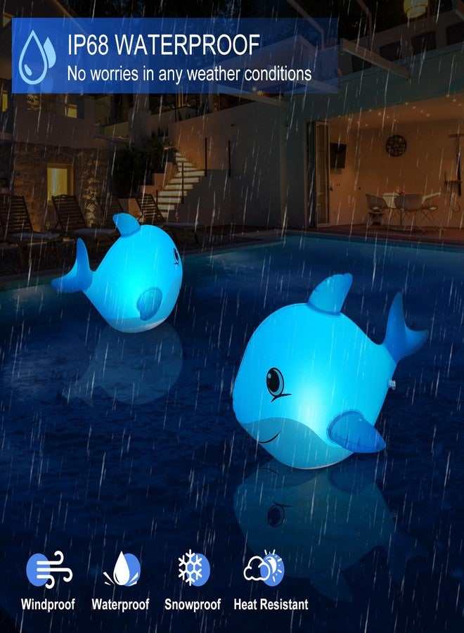 Goallim Solar Floating Pool Lights Dolphin, Glow in The Dark Solar Pool Lights That Float, IP68 Wateproof Inflatable Solar Powered Floating Lights for Pool Pond Wedding Party Decorations - 2PCS - Image 3