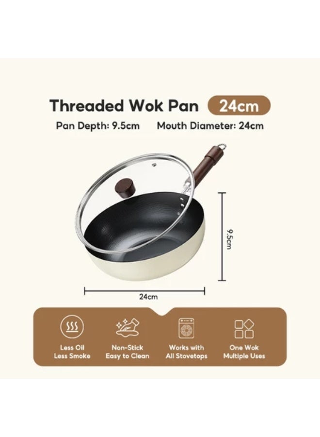 MODOFO 24CM Ceramic Non-Stick Pan – Removable Handle & Durable Composite Base, Compatible with All Types of Stoves - Image 1