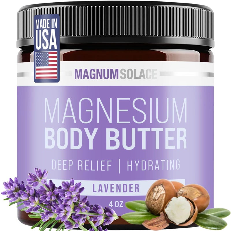 Magnum Solace Magnesium Body Butter - Nighttime Magnesium Cream - Lightly Scented (Lavender) - Image 1