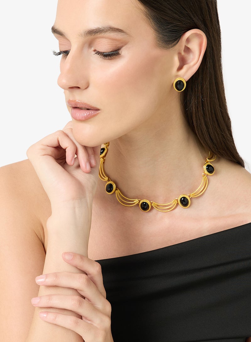 Khizana Jewel Detail Gold Accent Choker Set - Image 5