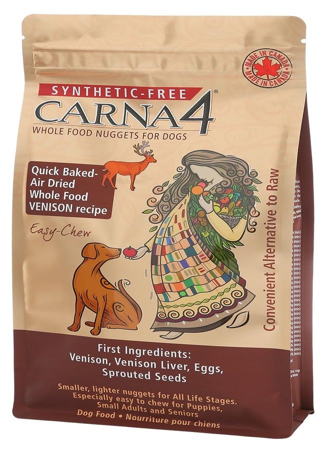 طعام الكلاب الجاف CARNA4 سهل المضغ بنكهة لحم الغزال لجميع مراحل الحياة (5 أرطال، لحم الغزال)