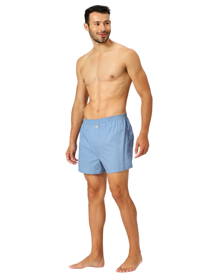 BYC MEN'S COTTON BOXER SHORTS - LIGHT BLUE  - Image 3