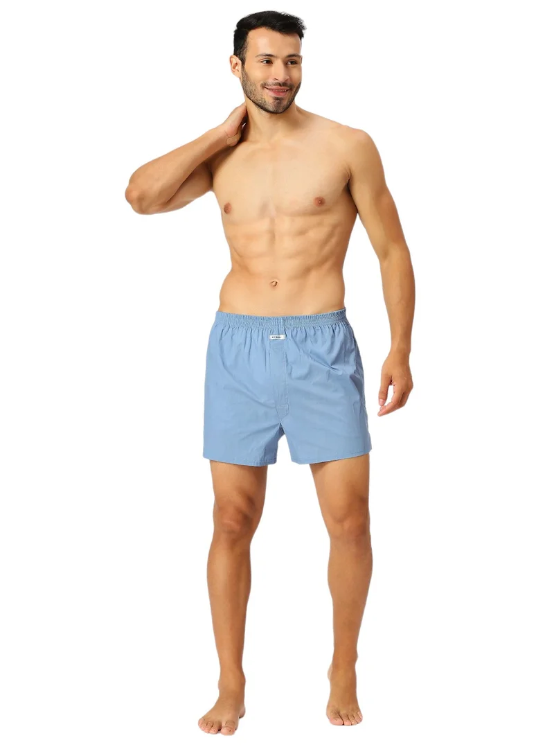 BYC MEN'S COTTON BOXER SHORTS - LIGHT BLUE
