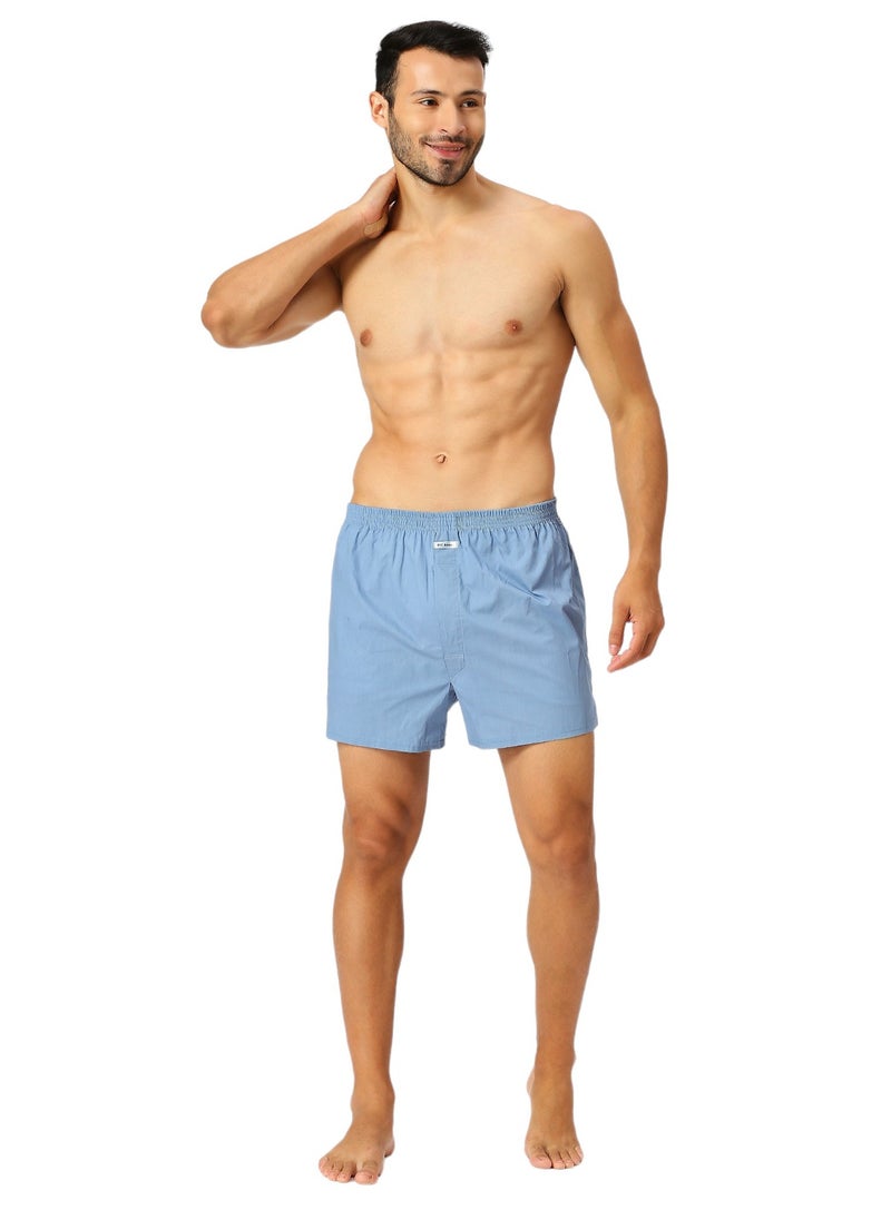 BYC MEN'S COTTON BOXER SHORTS - LIGHT BLUE  - Image 2