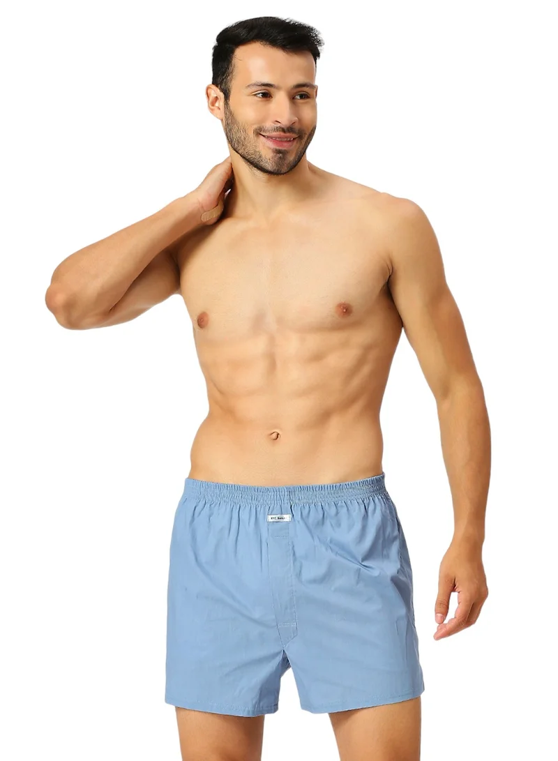 BYC MEN'S COTTON BOXER SHORTS - LIGHT BLUE