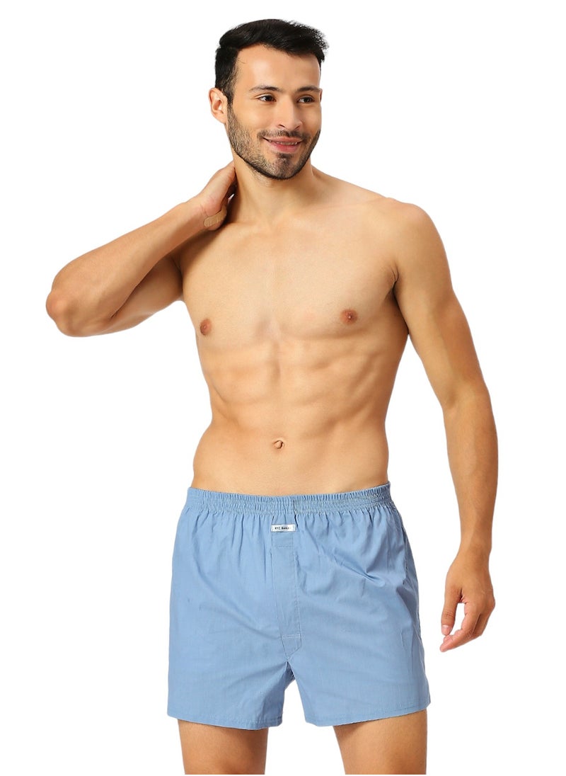 BYC MEN'S COTTON BOXER SHORTS - LIGHT BLUE  - Image 4