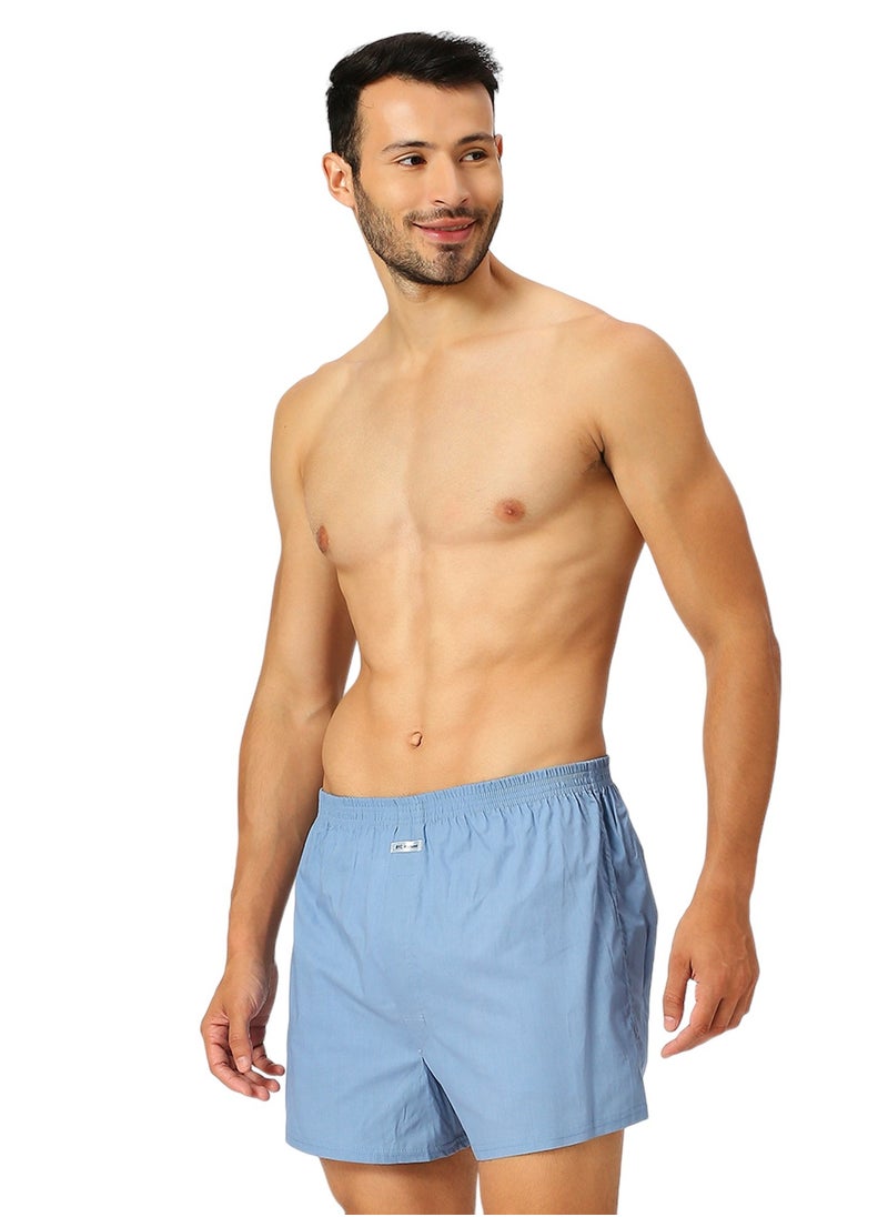 BYC MEN'S COTTON BOXER SHORTS - LIGHT BLUE  - Image 5