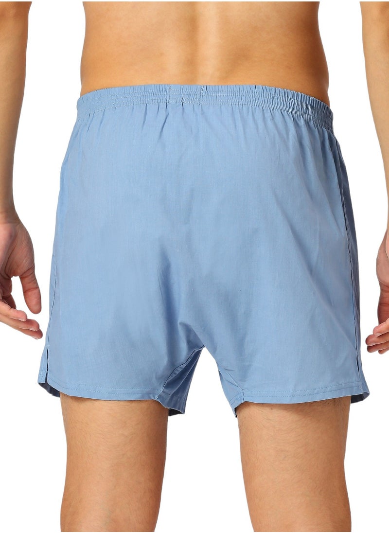 MEN'S COTTON BOXER SHORTS - LIGHT BLUE