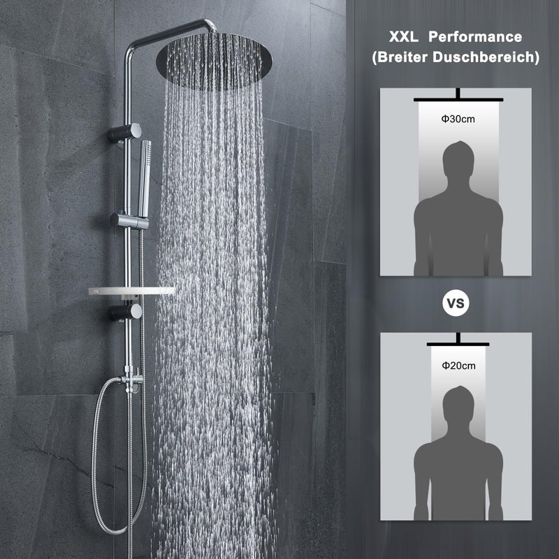 Görbach Rain Shower Set Shower System with Shelf Chrome Without Shower Fitting (D30) - Image 2
