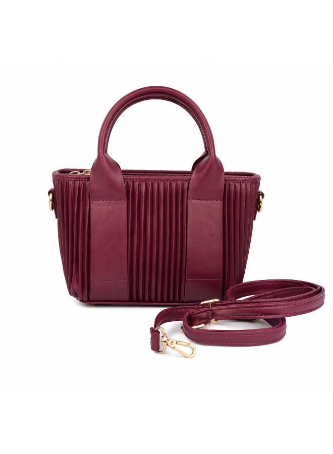 TRENDORA Women's Pleated Handbag – Top Handle Crossbody Purse with Detachable Shoulder Strap, Structured Fashion Bag - Image 1