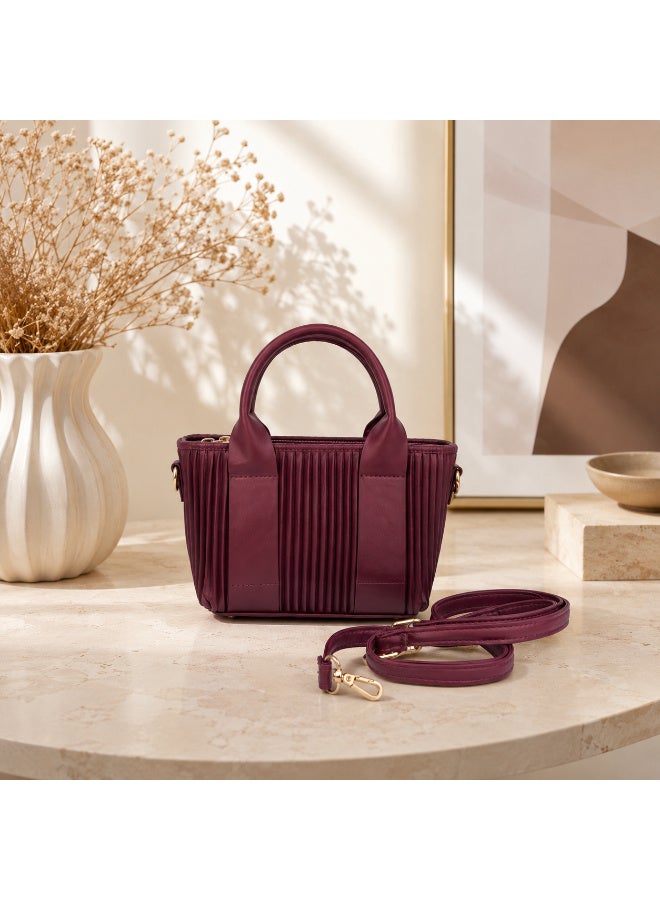TRENDORA Women's Pleated Handbag – Top Handle Crossbody Purse with Detachable Shoulder Strap, Structured Fashion Bag - Image 3