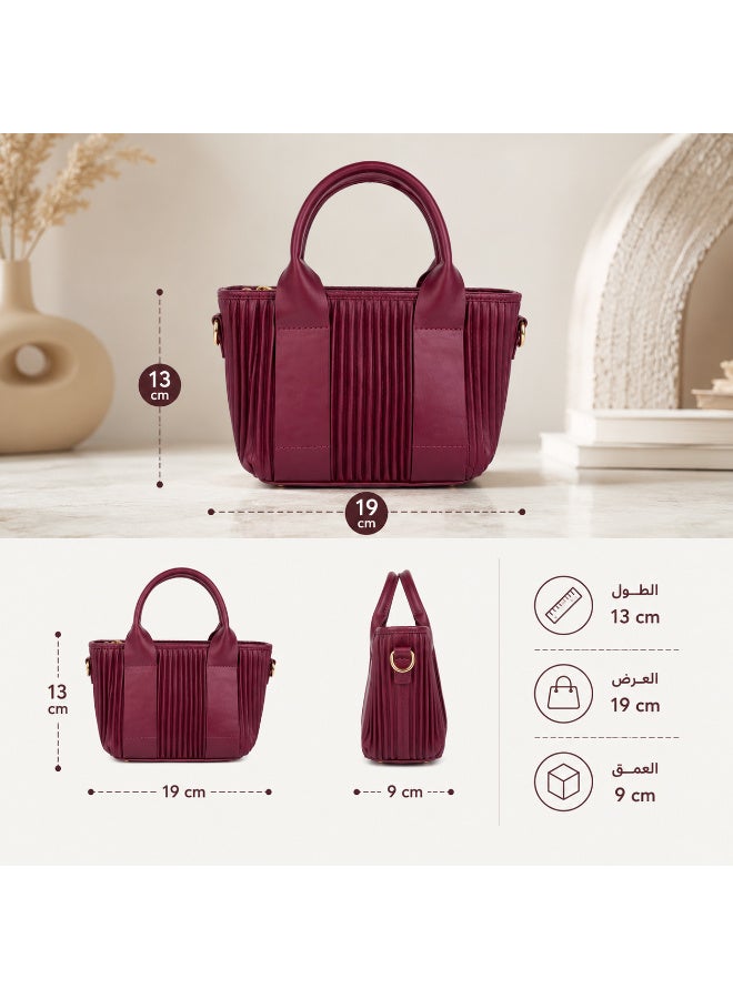 TRENDORA Women's Pleated Handbag – Top Handle Crossbody Purse with Detachable Shoulder Strap, Structured Fashion Bag - Image 2