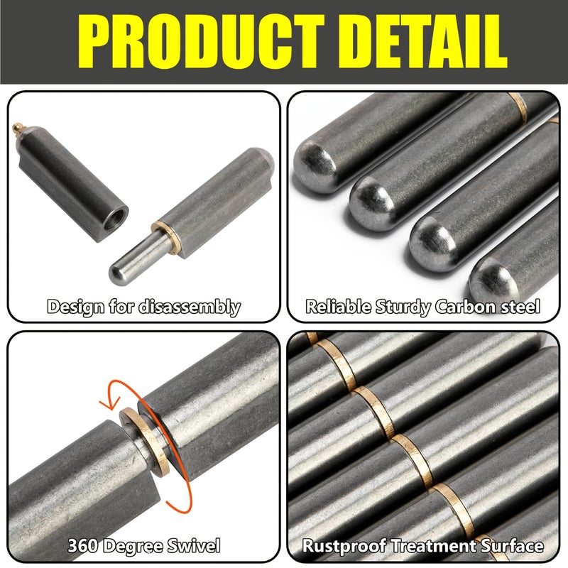 2pcs Heavy Duty Carbon Steel BBQ Smoker Barrel Hinges For Weld On Swing Door Trailer Ramp - Image 4