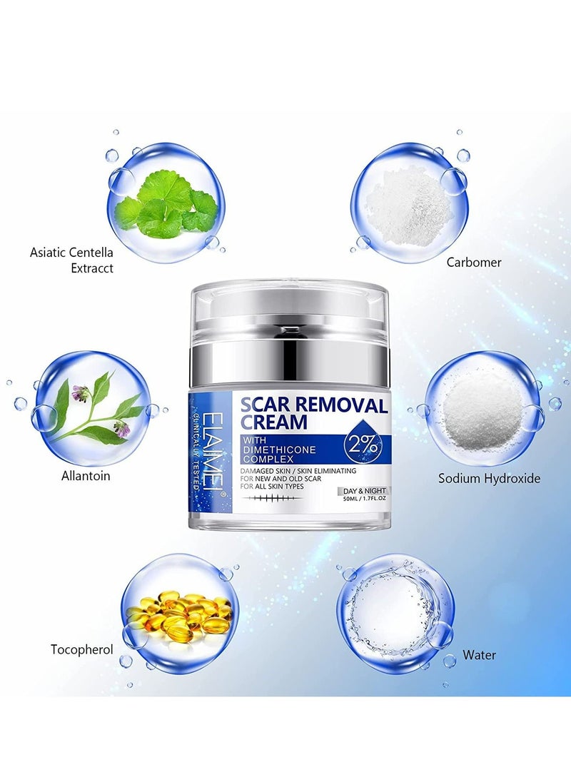 Elaimei - Damaged Skin Acne Scar Cream For Day & Night Usage Fade Away Pimple Marks Blemishes Dark Spots & Other Forms Of Scars Reduces the Appearance Of Old & New Scars For All Skin Types Unisex (50 ml) - Image 1