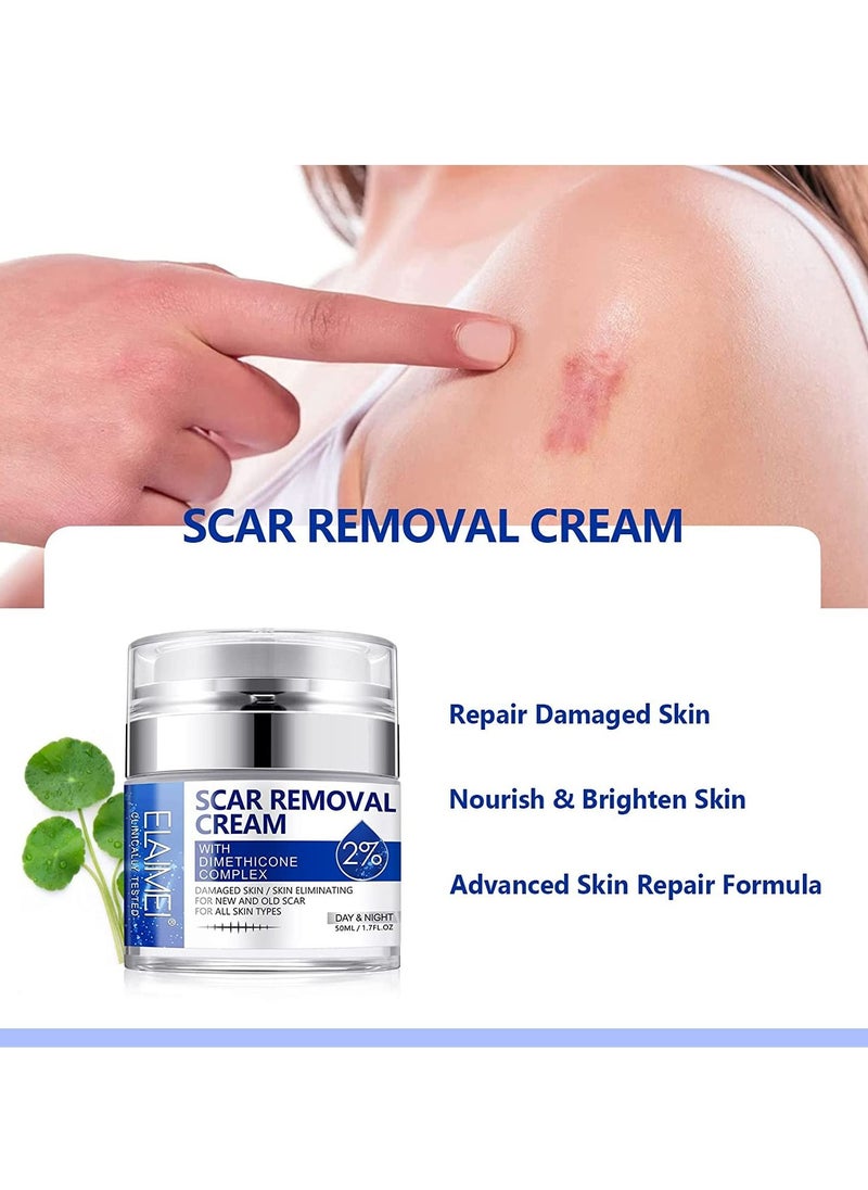 Elaimei - Damaged Skin Acne Scar Cream For Day & Night Usage Fade Away Pimple Marks Blemishes Dark Spots & Other Forms Of Scars Reduces the Appearance Of Old & New Scars For All Skin Types Unisex (50 ml) - Image 1