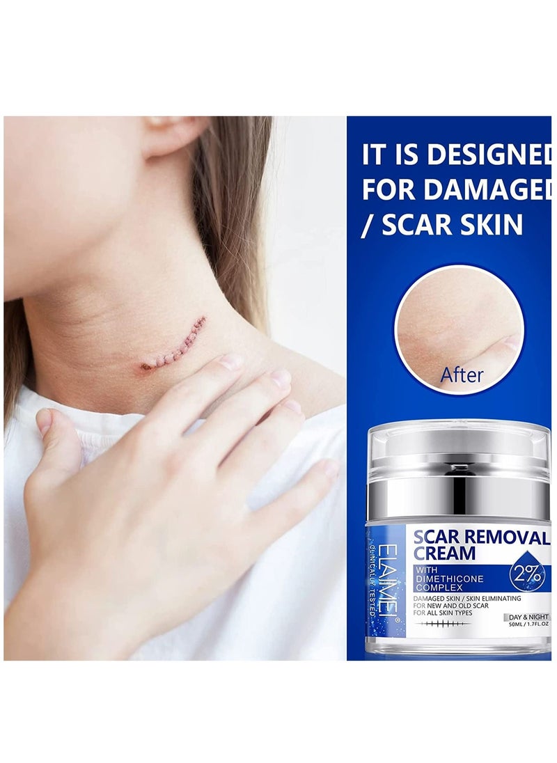 Elaimei - Damaged Skin Acne Scar Cream For Day & Night Usage Fade Away Pimple Marks Blemishes Dark Spots & Other Forms Of Scars Reduces the Appearance Of Old & New Scars For All Skin Types Unisex (50 ml) - Image 1