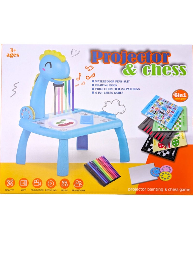 Toy Box 6 in 1 Projector Painting & Chess Educational Learning Drawing Art Attractive And Durable Smart Toy Kit Desk  - Image 2