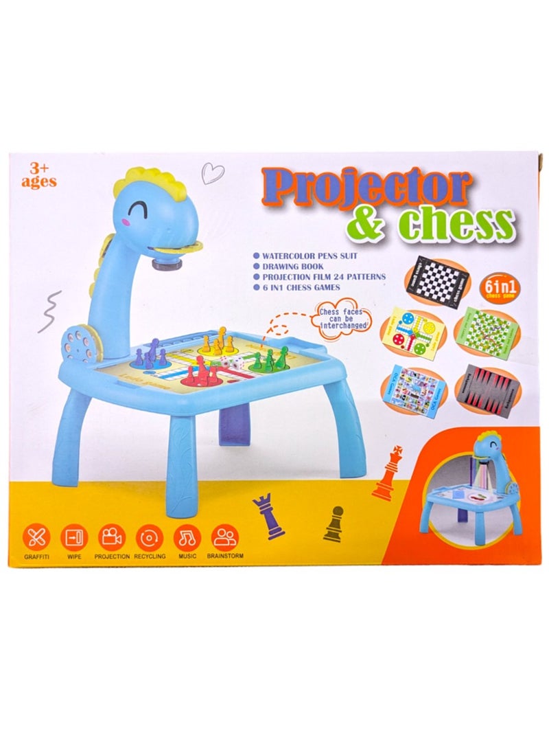 Toy Box 6 in 1 Projector Painting & Chess Educational Learning Drawing Art Attractive And Durable Smart Toy Kit Desk  - Image 3