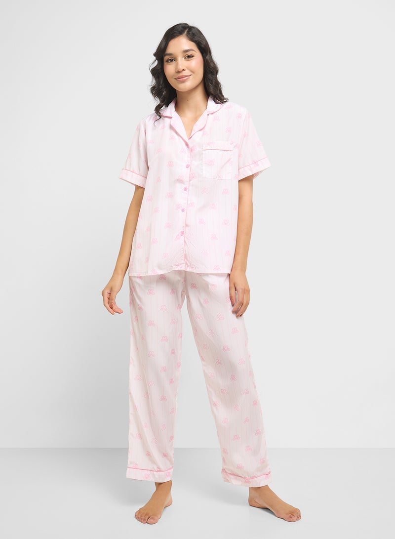 Ginger Bow Print Shirt & Pyjama  Set  - Image 5