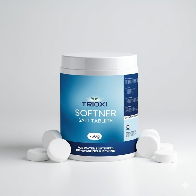 TRIOXI Water Softener Salt Tablets - Effective Hard Water Treatment, Reduces Scale & Mineral Buildup 750 Grams - Image 1