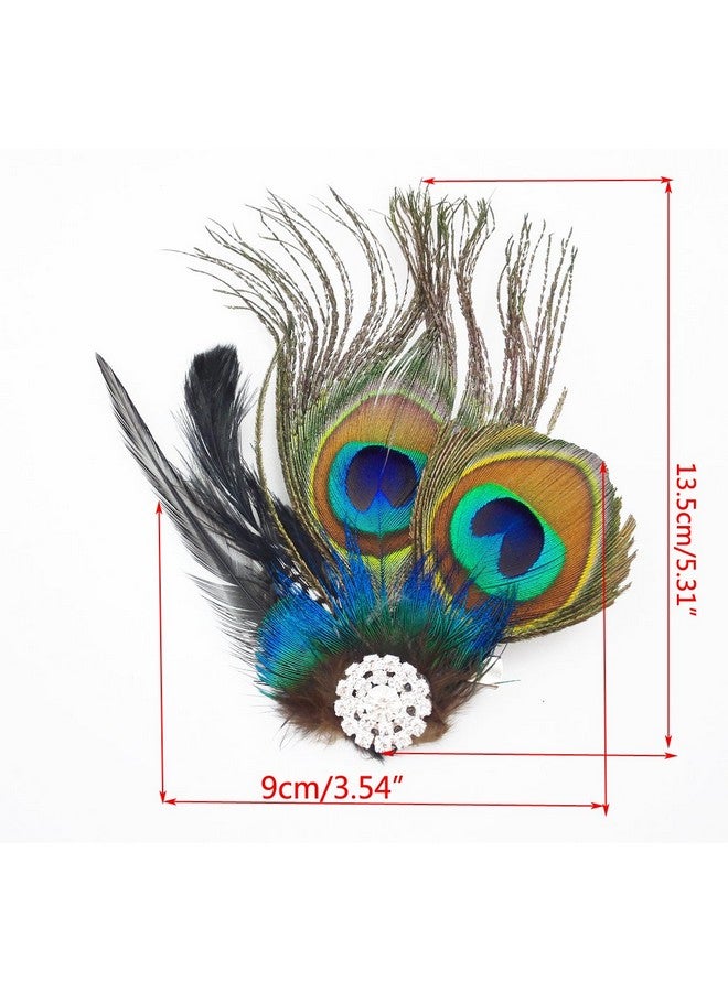Yueton Faux Peacock Feather Hair Clip Pin Bridal Wedding Dance Party Hair Accessory - Image 2