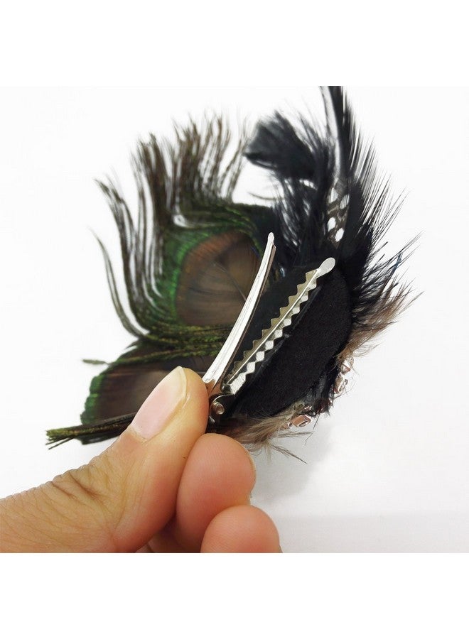 Yueton Faux Peacock Feather Hair Clip Pin Bridal Wedding Dance Party Hair Accessory - Image 4