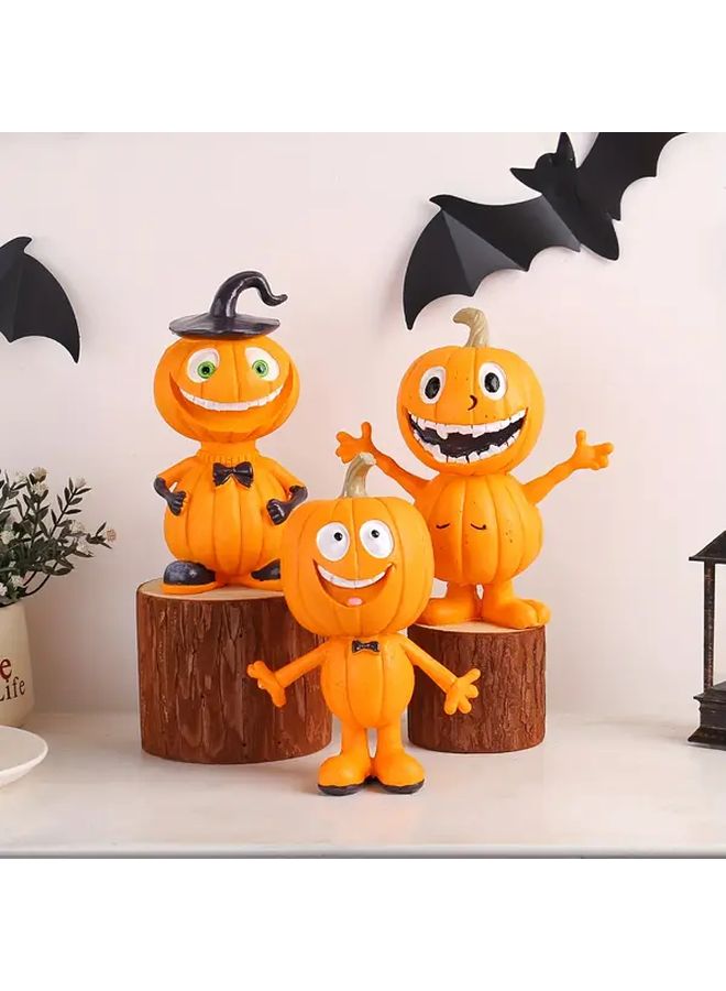 Pumpkin E Halloween Cartoon Standing Pumpkin Resin Decor Home Living Room Craft Art Gift - Image 3