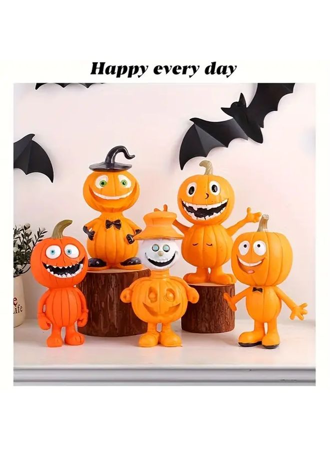 Pumpkin E Halloween Cartoon Standing Pumpkin Resin Decor Home Living Room Craft Art Gift - Image 1