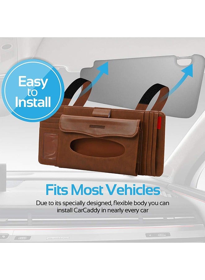 Muyixin Car Sun Visor Organizer Pu Leather Auto Interior Accessories Storage Multi-Pocket Double Zipper Net Pocket - Image 5