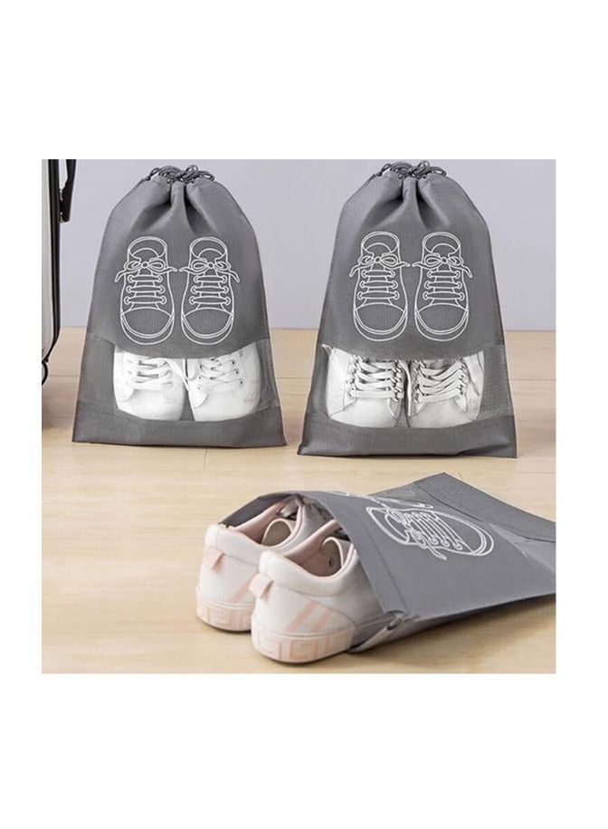 ECVV ECVVÂ® 12-Pack Waterproof Shoe Storage Bags with Transparent Window - Large Capacity(44x32cm), Durable Non-Woven Fabric for Travel, Gym, and Sports Shoe Organization(GREY) - Image 1