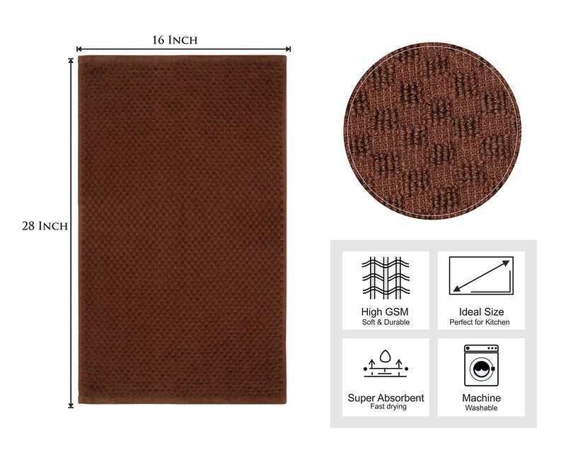 COTTON CRAFT Amazing Kitchen Towels - Set of 8 Terry Towels - 100% Cotton Euro Café Waffle Weave Dish Towel Set - Soft Absorbent Quick Dry Low Lint Reusable Pantry Bar Cleaning Cloth -16x28- Chocolate - Image 2