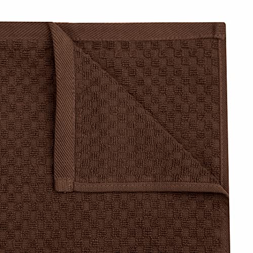 COTTON CRAFT Amazing Kitchen Towels - Set of 8 Terry Towels - 100% Cotton Euro Café Waffle Weave Dish Towel Set - Soft Absorbent Quick Dry Low Lint Reusable Pantry Bar Cleaning Cloth -16x28- Chocolate - Image 4