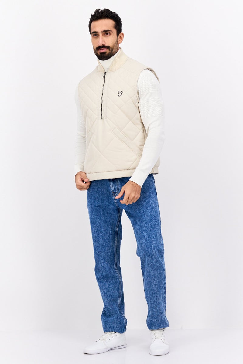 Lyle & Scott سترة صدرية مبطنة للرجال، بيج - Image 4