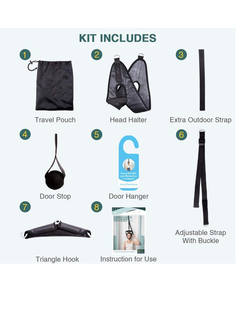 KASTWAVE Cervical Neck Traction Device for Home Use, Portable Over Door Device for Neck Pain Relief, Overhead Traction Stretcher Home Physical Therapy for Arthritis, Disc Bulges and Spinal Decompression, Black - Image 5