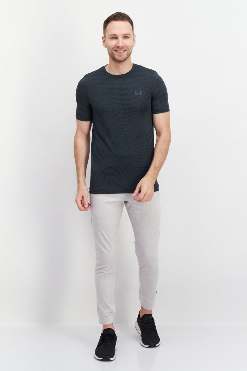 UNDER ARMOUR تي شيرت تدريب رياضي للرجال بشعار العلامة التجارية، رمادي - Image 4