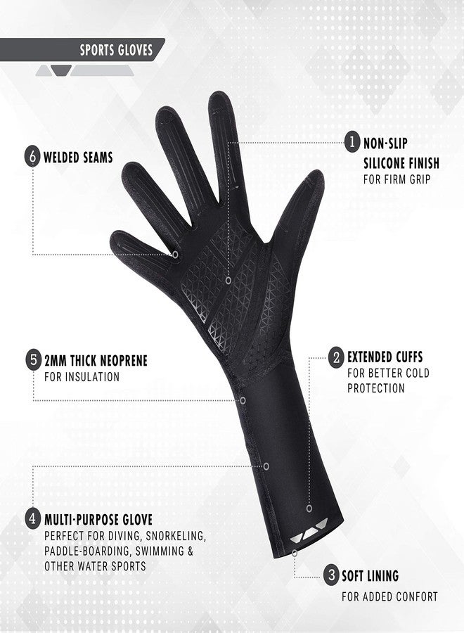 Synergy Neoprene Thermal Swim Gloves (Sports - Black, Large) - Image 3