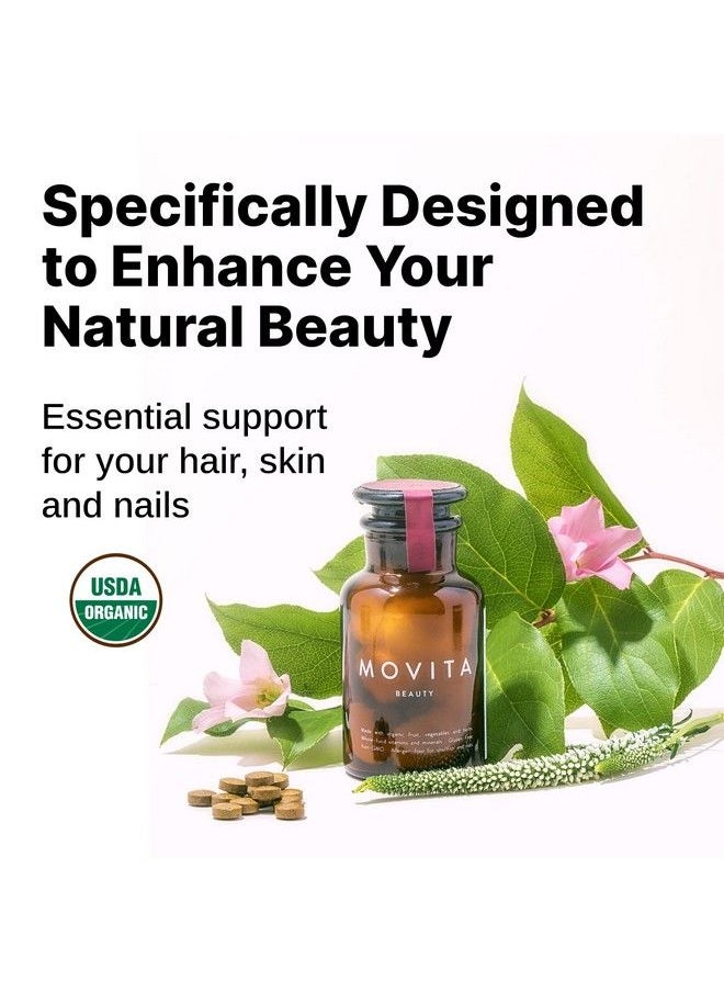 Movita - Beauty For Healthy Hair Skin Nails Refill Pouch Of 30 Tablets Certified Organic Veganfriendly Glutenfree Nongmo Fermented Whole Foods Vitamins And Minerals 30 Day Supply - Image 1