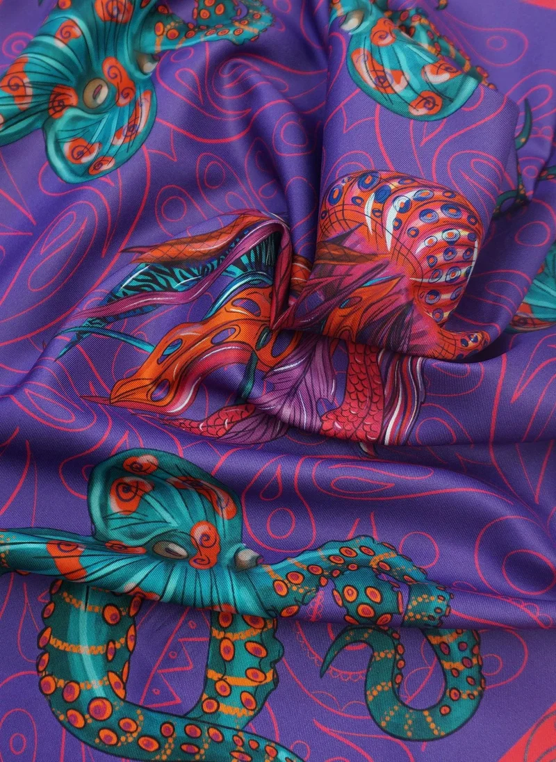 Janara Jones  Purple Marine Satin Twill Scarf for Women | Best Price UAE