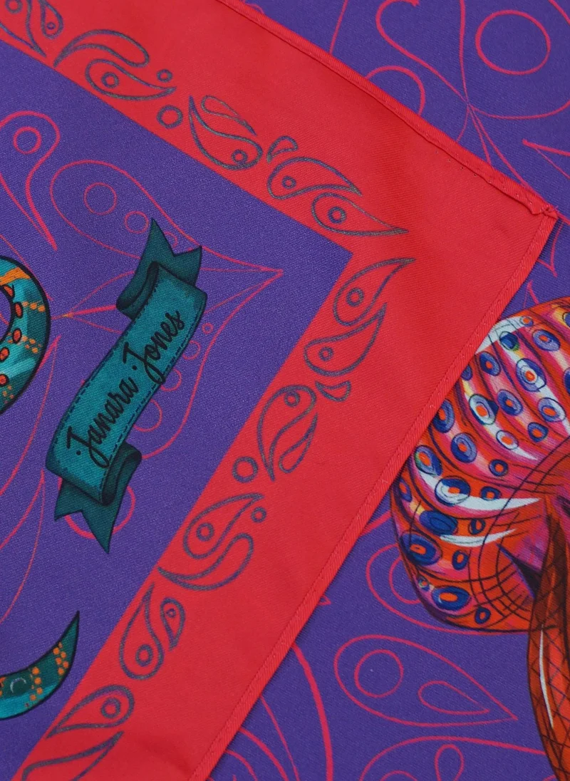 Janara Jones  Purple Marine Satin Twill Scarf for Women | Best Price UAE