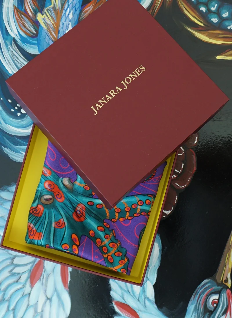 Janara Jones  Purple Marine Satin Twill Scarf for Women | Best Price UAE