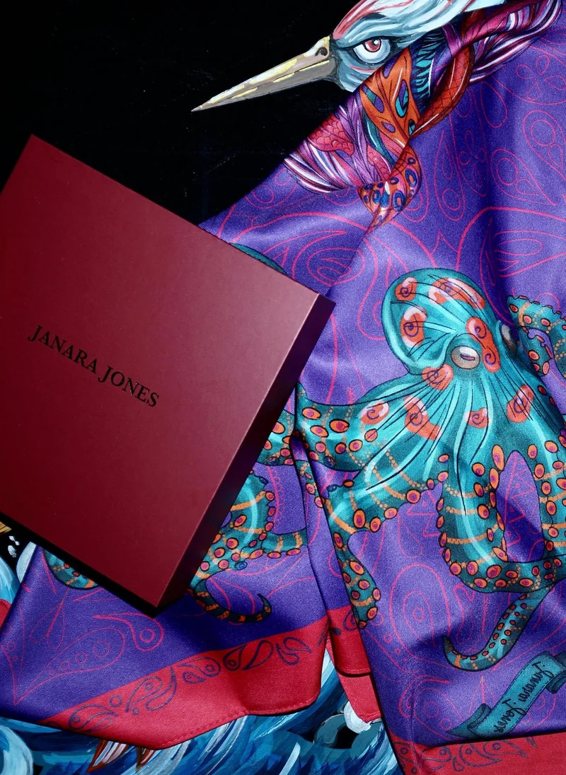 Janara Jones  Purple Marine Satin Twill Scarf for Women | Best Price UAE