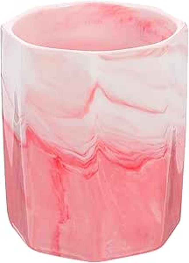 Pink Ceramic Pen Cup And Makeup Brush Holder Desk Organizer Storage Pencil Container Office Desk Accessory Workspace Vanity - Image 1