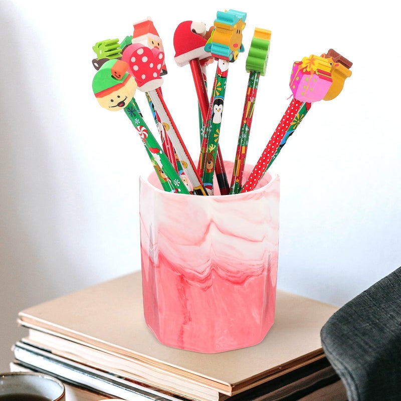 Pink Ceramic Pen Cup And Makeup Brush Holder Desk Organizer Storage Pencil Container Office Desk Accessory Workspace Vanity - Image 5